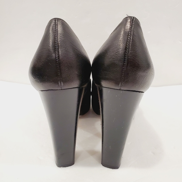 Michael Kors Collection Black Leather Peep Toe Platform Pumps - Picture 3 of 5
